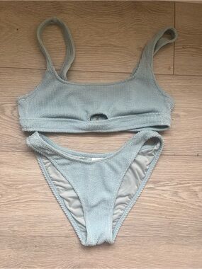 Xhilaration Light Blue Textured Bandeau Bikini Set